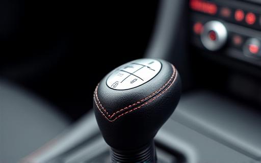 Close-up of a modern performance car's gear selector, representing transmission tuning.